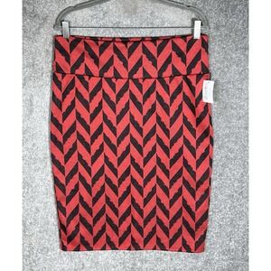 Lularoe Cassie Straight Pencil Skirt Womens Sz XL Red Black Pull On Stretch New